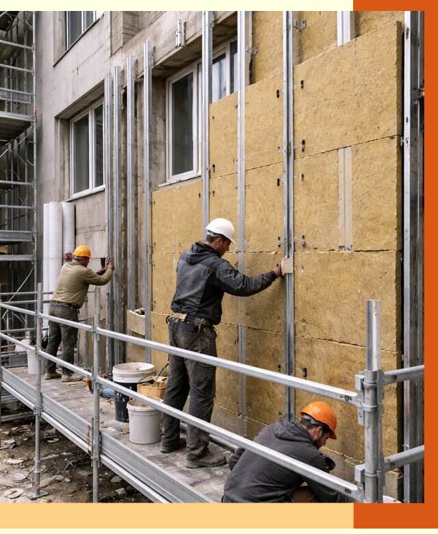 Утепление вентилируемого фасада в Якутске от 5832 руб/м2 — монтаж и утепление вентфасад | ТепломастерКтс
